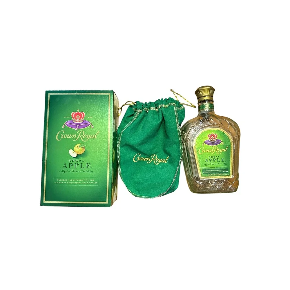 Crown Royal Regal Apple Empty Bottle 750ml Green Bag and Box Collector Set